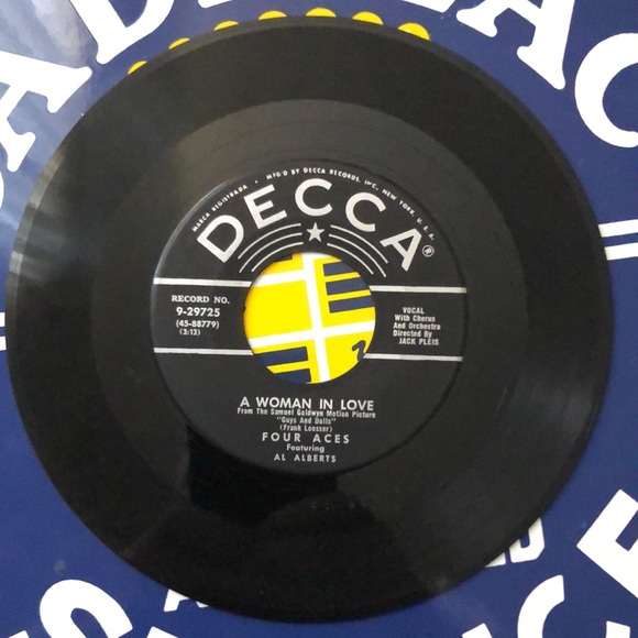 Four Aces A Woman In Love Vinyl 45 Record '55 - Picture 3 of 6